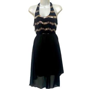 Black High Low dress with Silver Sequins Y2K